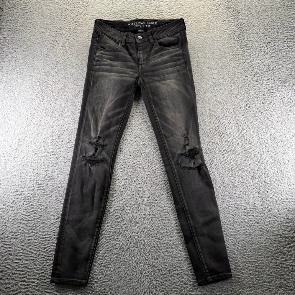 American Eagle Outfitters Jeans Womens 4 Black Denim Jegging Skinny Leg Stretch